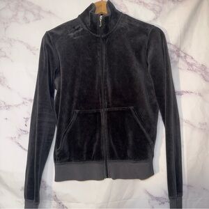 Juicy Couture Vintage Dark Gray Velour Zip Up Track Jacket